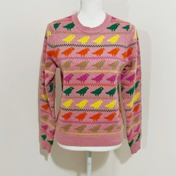 Boden Sweaters - Boden Edie Fair Isle Sweater Pink Birds Women's Size S